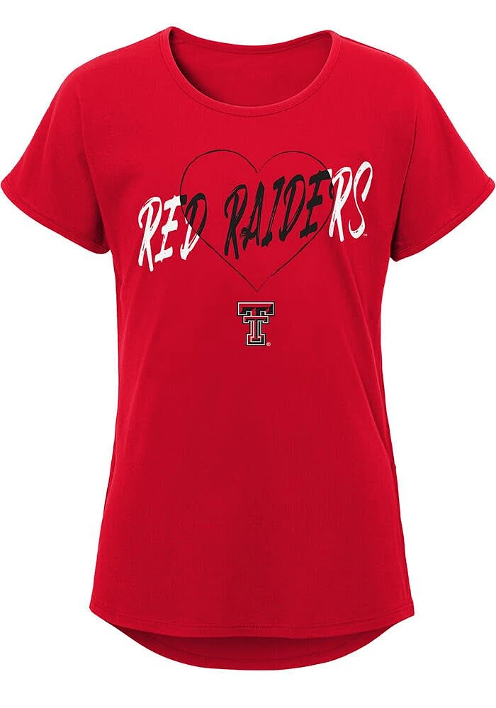 Texas Tech Red Raiders Girls Slogan Heart Short Sleeve Tee