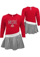 Ohio State Buckeyes Toddler Red Heart To Long Sleeve Dress