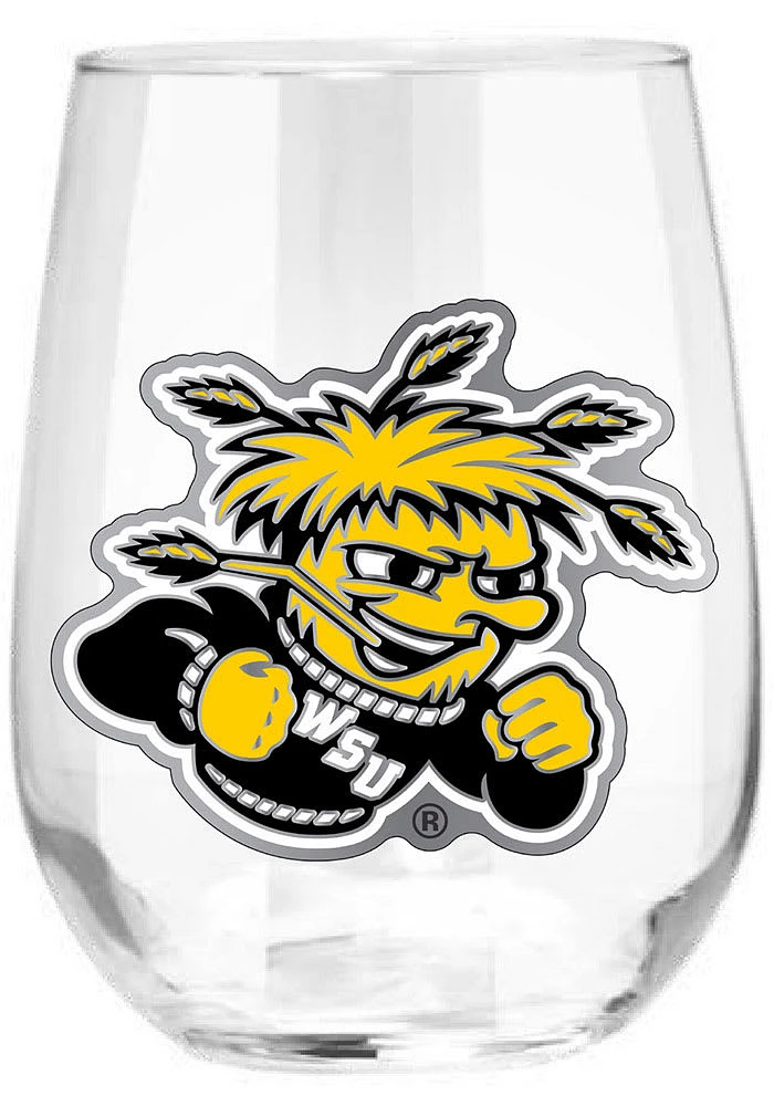 Wichita State Shockers 15oz Emblem Stemless Wine Glass - Yellow