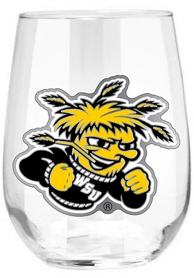 Wichita State Shockers 15oz Emblem Stemless Wine Glass - Yellow