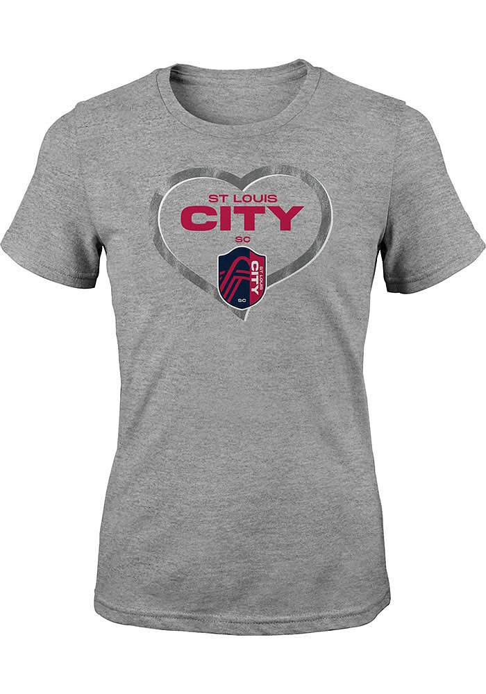 St Louis City SC Girls Grey Bubble Heart Short Sleeve Tee
