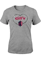 St Louis City SC Girls Grey Bubble Heart Short Sleeve Tee