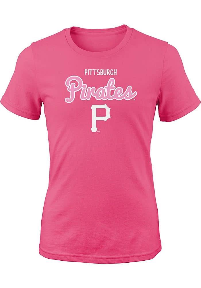 Pittsburgh Pirates Girls Pink Big Game Design Short Sleeve Tee
