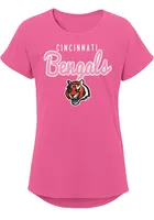 Cincinnati Bengals Girls Pink Big Game Design Short Sleeve Tee