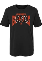 Cincinnati Bengals Youth Black Logo Mask Short Sleeve T-Shirt