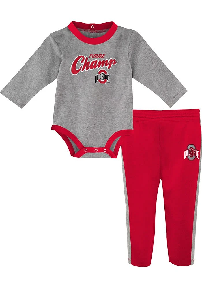 Ohio State Buckeyes Infant Red LS Pant Design Set Top and Bottom