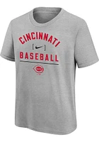 Nike Cincinnati Reds Youth Grey Arch Baseball Stack Short Sleeve T-Shirt