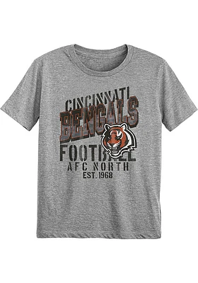 Cincinnati Bengals Boys Grey Go Time Short Sleeve T-Shirt