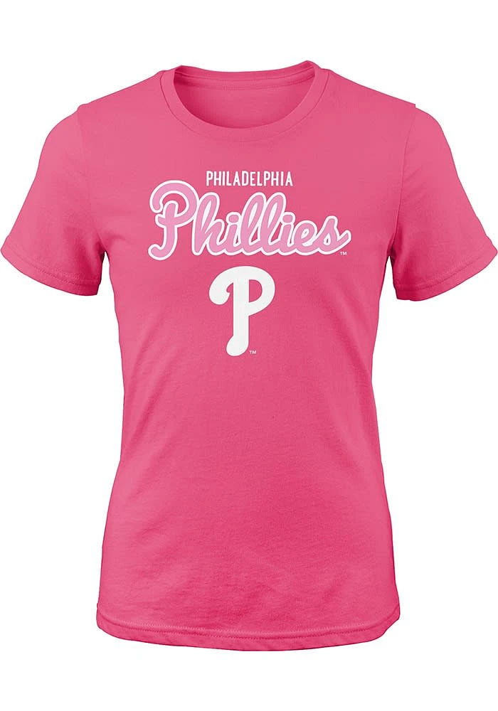 Philadelphia Phillies Girls Pink Big Game Graphic Short Sleeve Tee