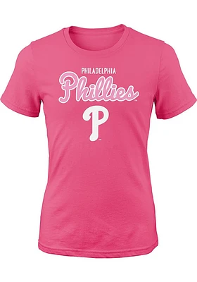 Philadelphia Phillies Girls Pink Big Game Graphic Short Sleeve Tee