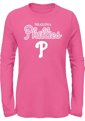 Philadelphia Phillies Girls Pink Big Game Long Sleeve T-shirt