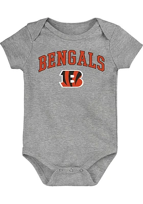 Cincinnati Bengals Baby Grey Arched Logo Short Sleeve One Piece