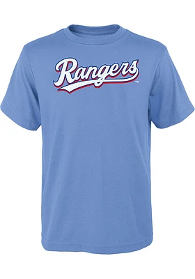 Texas Rangers Youth Light Blue Wordmark Short Sleeve T-Shirt