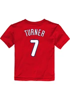 Trea Turner Philadelphia Phillies Toddler Red Name and Number Short Sleeve Player T Shirt