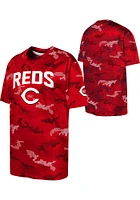 Cincinnati Reds Youth Red Trainer Tech Short Sleeve T-Shirt