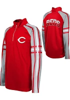 Cincinnati Reds Youth Red Thirdbase Blocker Long Sleeve Quarter Zip Shirt