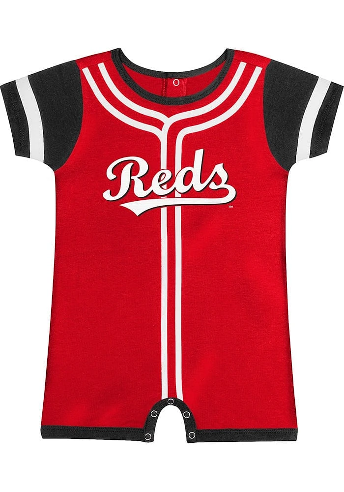 Cincinnati Reds Baby Grey Quick Pitch Short Sleeve One Piece