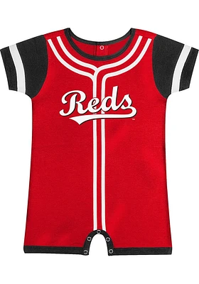 Cincinnati Reds Baby Grey Quick Pitch Short Sleeve One Piece