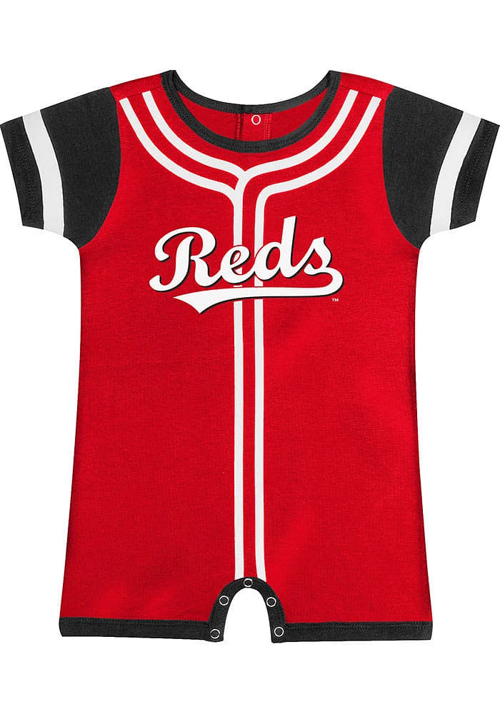 Cincinnati Reds Baby Grey Fast Pitch Short Sleeve One Piece