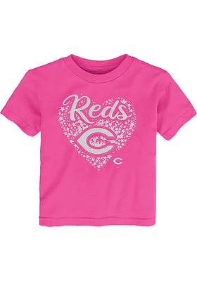 Cincinnati Reds Toddler Girls Pink Summer Love Short Sleeve T-Shirt