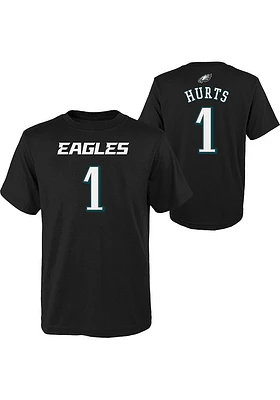 Jalen Hurts  Philadelphia Eagles Boys Black Name and Number Short Sleeve T-Shirt