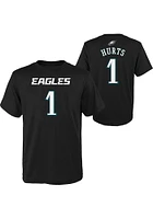 Jalen Hurts  Philadelphia Eagles Boys Black Name and Number Short Sleeve T-Shirt
