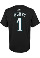 Jalen Hurts  Philadelphia Eagles Boys Black Name and Number Short Sleeve T-Shirt