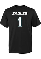 Jalen Hurts  Philadelphia Eagles Boys Black Name and Number Short Sleeve T-Shirt