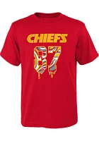 Travis Kelce Kansas City Chiefs Youth Red Name and Number Drip Player Tee
