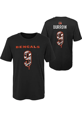 Joe Burrow  Cincinnati Bengals Boys Black Name and Number Drip Short Sleeve T-Shirt