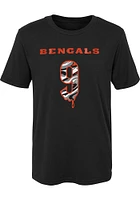 Joe Burrow  Cincinnati Bengals Boys Black Name and Number Drip Short Sleeve T-Shirt