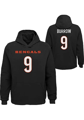 Joe Burrow  Outer Stuff Cincinnati Bengals Boys Black Mainliner NN Long Sleeve Hooded Sweatshirt