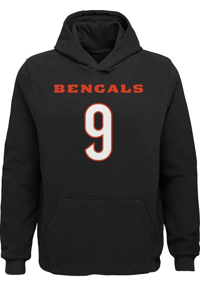 Joe Burrow  Outer Stuff Cincinnati Bengals Boys Black Mainliner NN Long Sleeve Hooded Sweatshirt