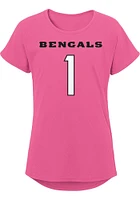 Ja'Marr Chase Cincinnati Bengals Girls Pink Mainliner NN Short Sleeve Player T Shirt