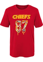 Travis Kelce  Kansas City Chiefs Boys Red Name and Number Drip Short Sleeve T-Shirt
