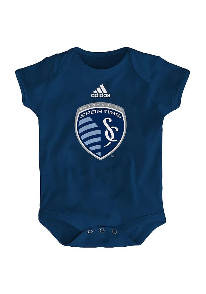 Sporting Kansas City Baby Navy Blue Primary Logo Creeper Short Sleeve One Piece