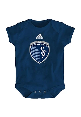 Sporting Kansas City Baby Navy Blue Primary Logo Creeper Short Sleeve One Piece