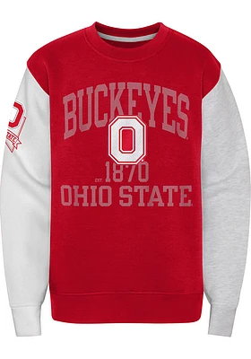 Ohio State Buckeyes Youth Red Third down Long Sleeve Crew Sweatshirt