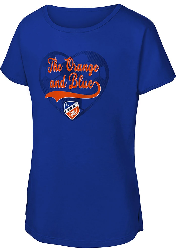 FC Cincinnati Girls Blue Stolen Heart Short Sleeve Tee