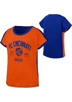 FC Cincinnati Girls Orange Half-Volley Short Sleeve Fashion T-Shirt