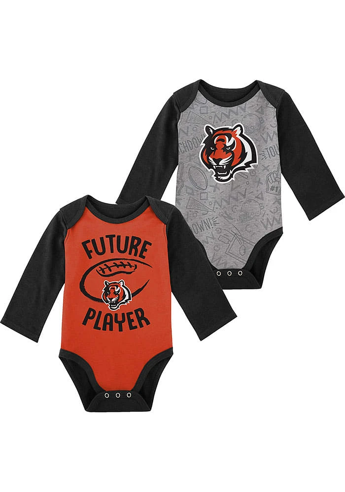 Cincinnati Bengals Baby Black Playtime LS 2 PK One Piece