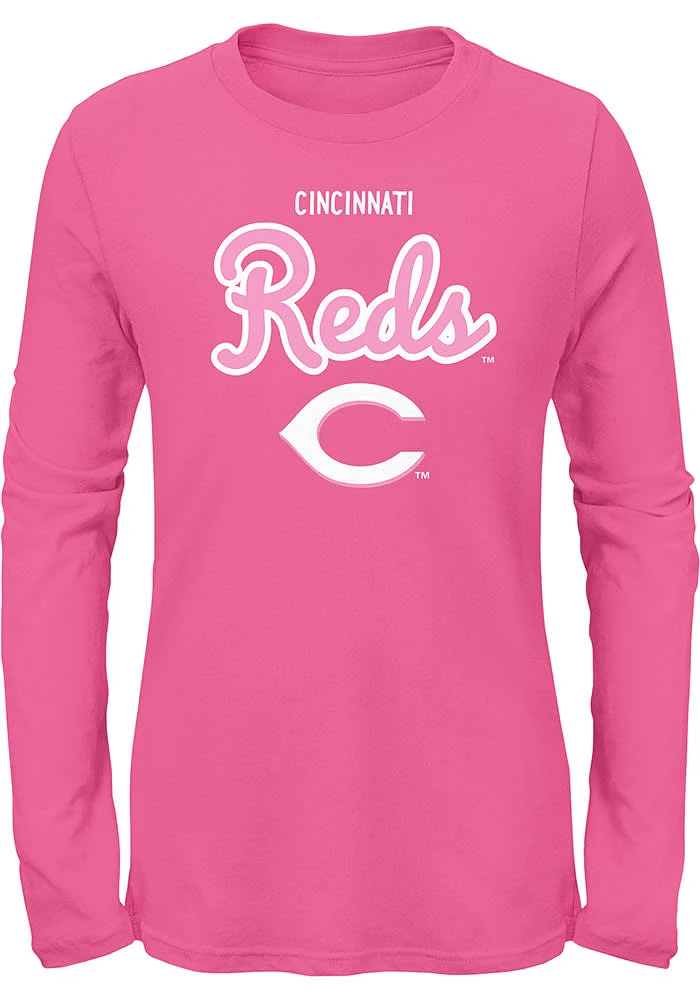 Cincinnati Reds Girls Pink Big Game Long Sleeve T-shirt