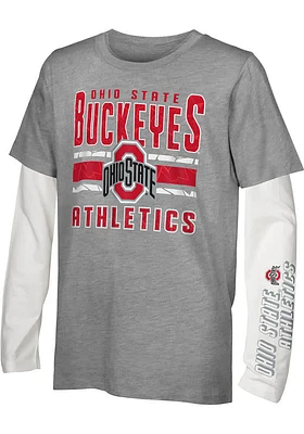 Ohio State Buckeyes Boys Grey Into The Mix 3-in-1 Long Sleeve T-Shirt