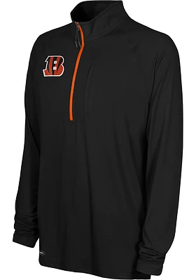 Cincinnati Bengals Mens Black SWEAT OUT Long Sleeve Qtr Zip Pullover