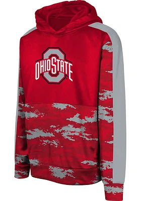 Ohio State Buckeyes Boys Red Pro Drill Perf Long Sleeve Hooded Sweatshirt