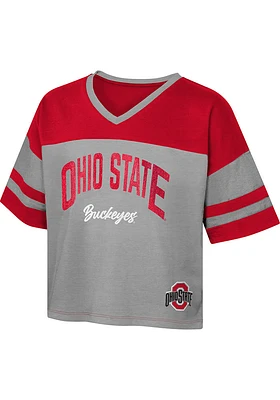 Ohio State Buckeyes Girls Red Play Maker Short Sleeve Fashion T-Shirt