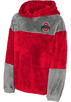 Ohio State Buckeyes Girls Red Ready Set Play Sherpa Long Sleeve Hooded Sweatshirt