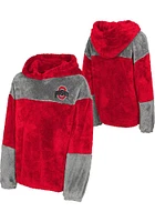 Ohio State Buckeyes Girls Red Ready Set Play Sherpa Long Sleeve Hooded Sweatshirt