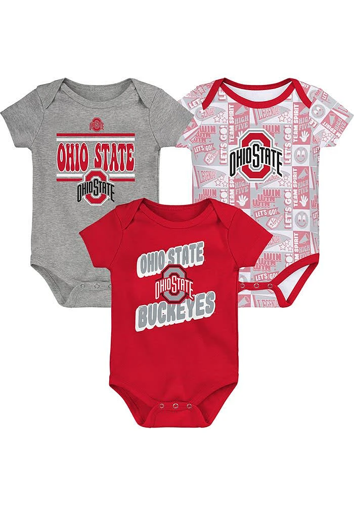 Ohio State Buckeyes Baby Red Sunday Commics 3PK SS Designed One Piece