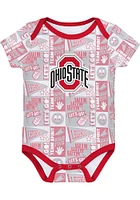 Ohio State Buckeyes Baby Red Sunday Commics 3PK SS Designed One Piece